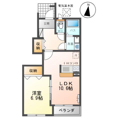 シルフィーナ(1LDK/1階)の間取り写真
