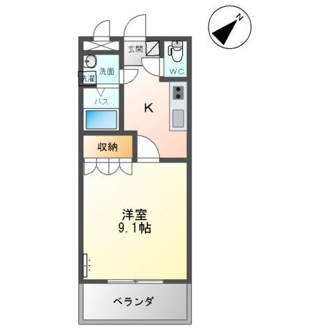 セレッソ(1K/2階)の間取り写真