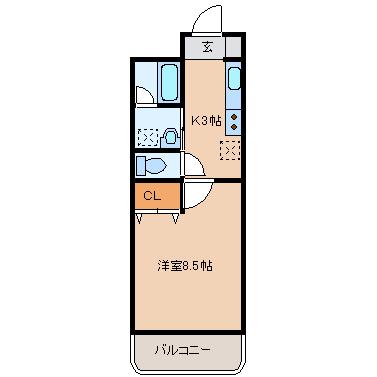 ロワジールKⅡ(1K/3階)の間取り写真