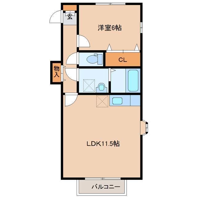 エスト・ハナセン(1LDK/2階)の間取り写真
