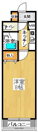 シャンブル向山(1K/2階)の間取り写真