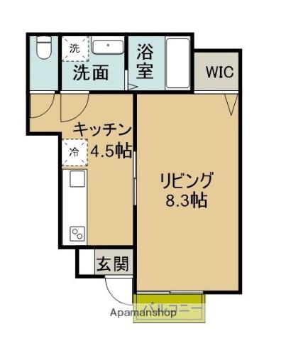 アスコット山王A(1K/1階)の間取り写真