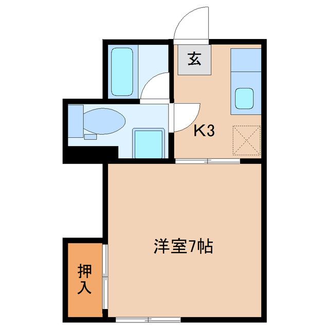 コーポK(1K/2階)の間取り写真