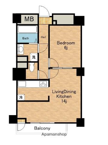 ダイアパレスアポロシテイ21高砂アクロスタワー(1LDK/4階)の間取り写真