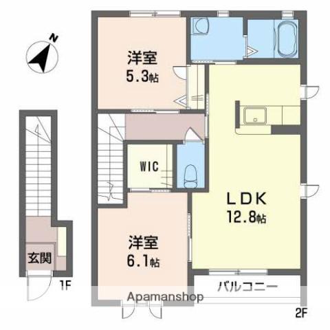アシストアーバンTA-KU(2LDK/2階)の間取り写真