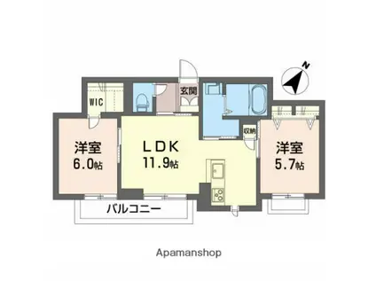 シャーメゾン・八幡・エンドーⅠ(2LDK/3階)の間取り写真