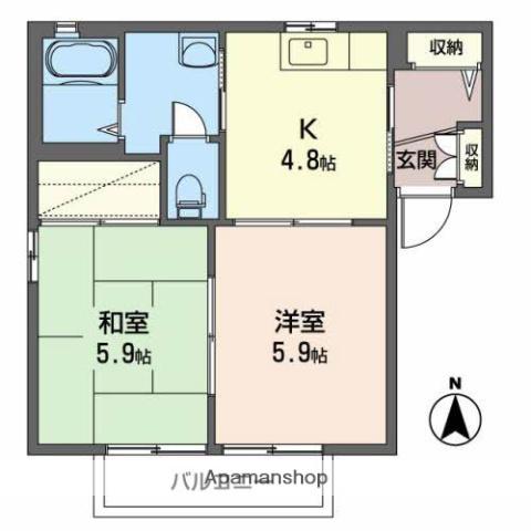 フォーレス赤坂B(2K/2階)の間取り写真