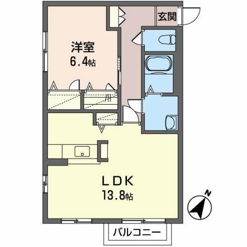 ドエル華園(1LDK/2階)の間取り写真