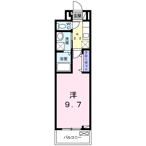 アリエッタ福室M(1K/2階)の間取り写真