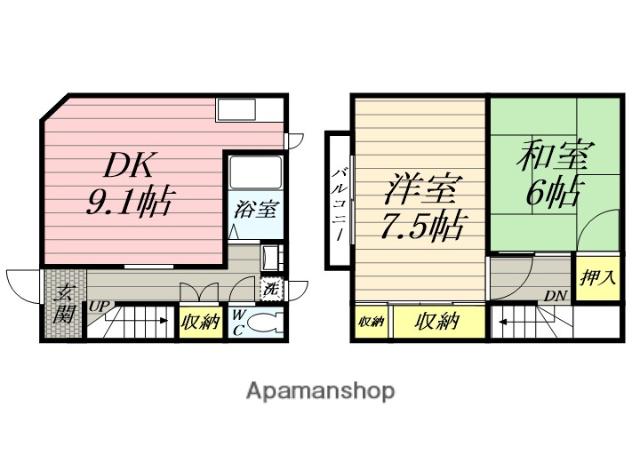 アーバンシティ多賀城3番館(2DK/1階)の間取り写真