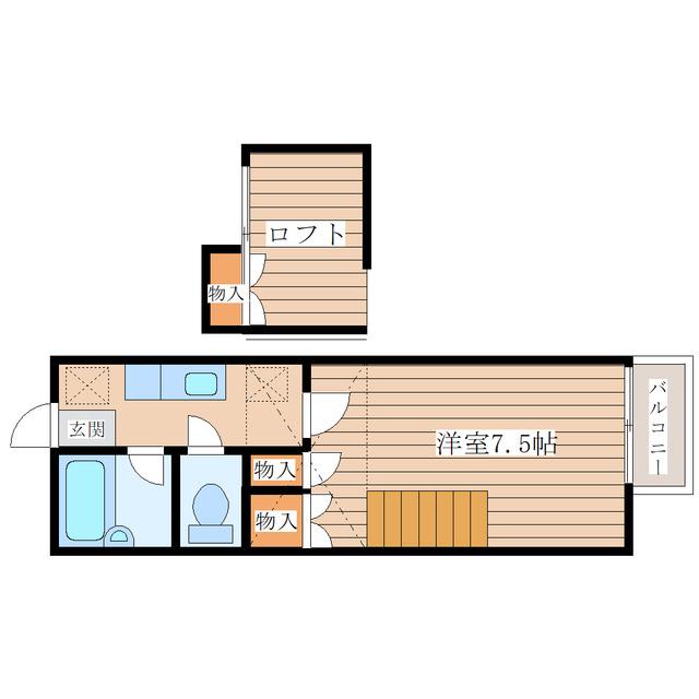宮床ビレッジ(1K/2階)の間取り写真