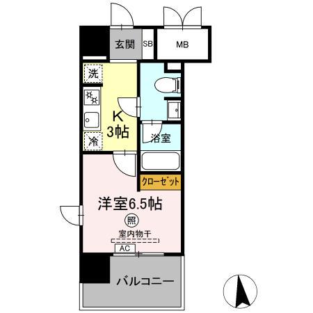 エクルベージュ(1K/4階)の間取り写真