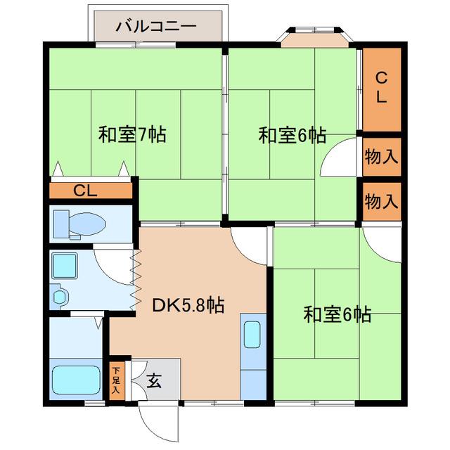 コーポ菅野Ⅱ(3DK/1階)の間取り写真