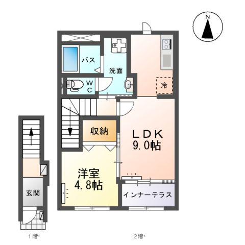 イーストコーポⅡ(1LDK/2階)の間取り写真