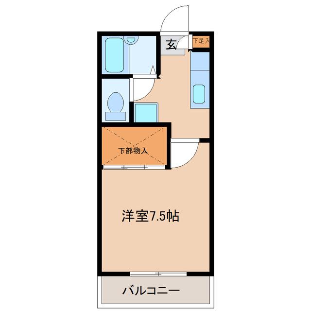 コンフォート東仙台(1K/1階)の間取り写真