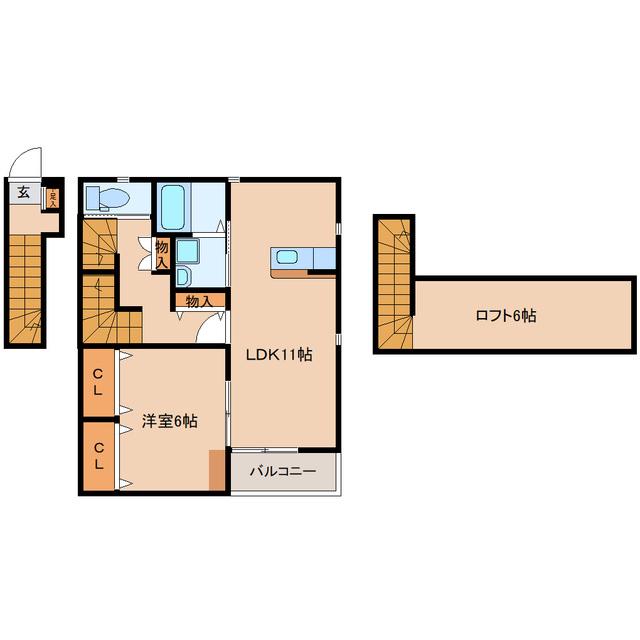 アミューズSE(1LDK/2階)の間取り写真