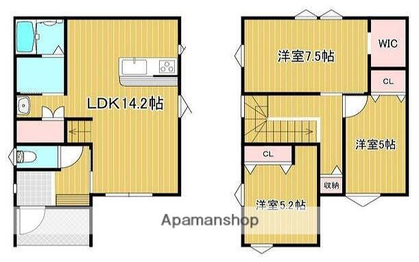 仙石線 多賀城駅 バス乗車時間：17分 湊浜１丁目　バス停で下車 徒歩3分 2階建 築1年(3LDK)の間取り写真