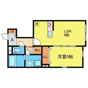 LARA向山(1LDK/1階)の間取り写真