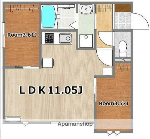 HARBOR TOWN(2LDK/2階)の間取り写真