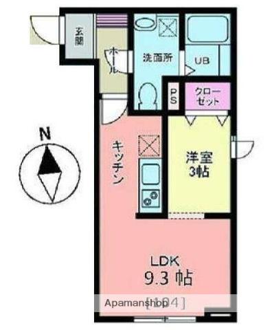 メリディアン白鳥(1LDK/1階)の間取り写真