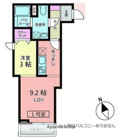 メリディアン多賀城新田(1LDK/1階)の間取り写真