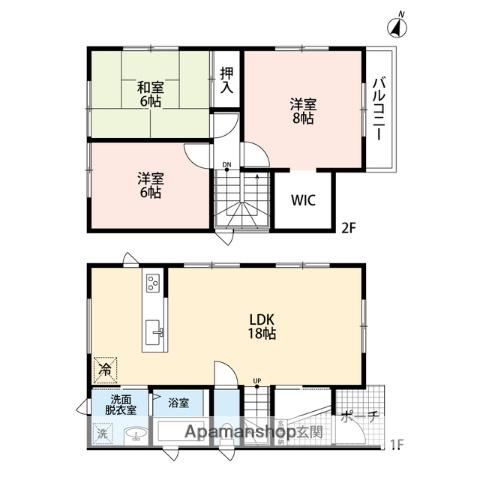 仙石線 多賀城駅 徒歩18分 2階建 築21年(3LDK)の間取り写真