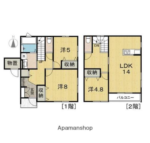 宮城県仙台市宮城野区 2階建 築2年(3LDK)の間取り写真