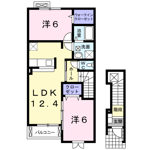 レジデンス・シュー(2LDK/2階)の間取り写真