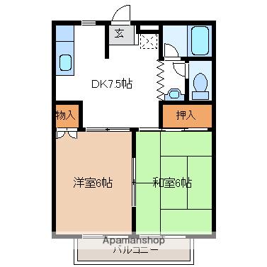 エステート八島(2DK/1階)の間取り写真