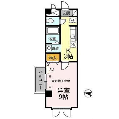 パセオプラシード弐番館(1K/2階)の間取り写真