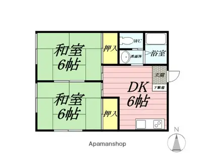 岡田コーポ(2DK/2階)の間取り写真