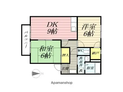 ガーデンホームズ柴田Ⅱ番館(2DK/2階)の間取り写真