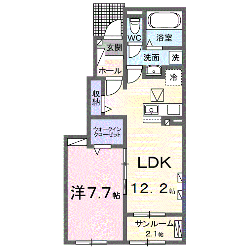 亘理町上茨田アパートⅡ(1LDK/1階)の間取り写真