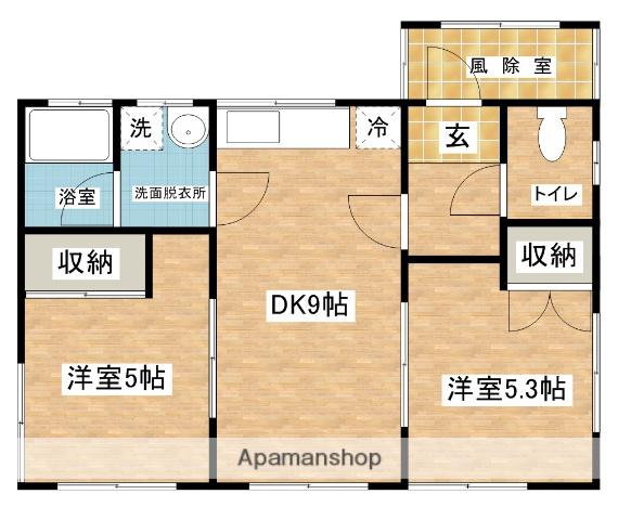 奥羽本線 横手駅 徒歩23分 1階建 築50年(2DK)の間取り写真