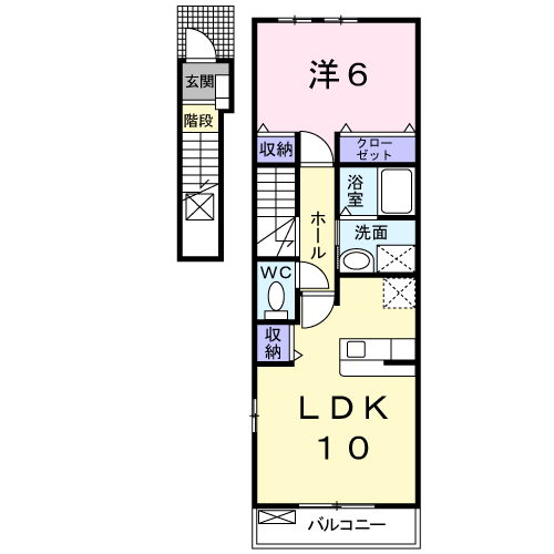 エヴァーグリーン(1LDK/2階)の間取り写真