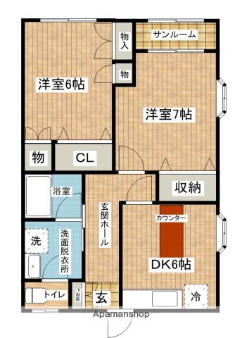 レジデンス安田(2DK/2階)の間取り写真