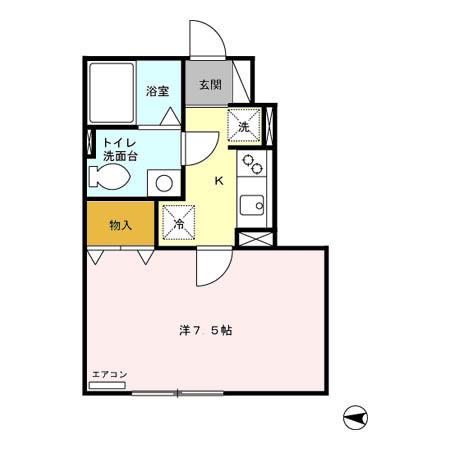 アルパイン(1K/1階)の間取り写真