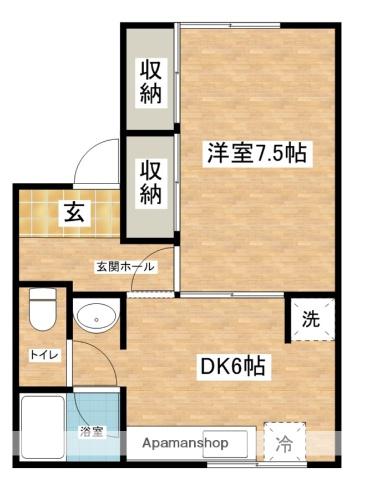 COURTパンプトン(1DK/1階)の間取り写真