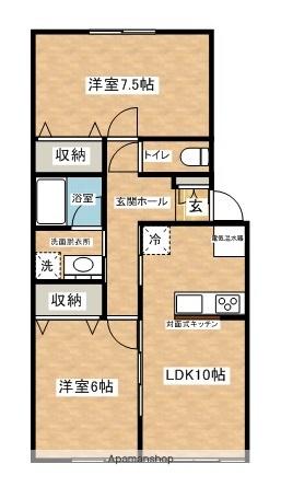 セントラルレジデンス田町C棟(2LDK/1階)の間取り写真