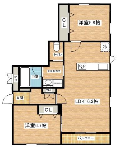 グラナート(2LDK/1階)の間取り写真
