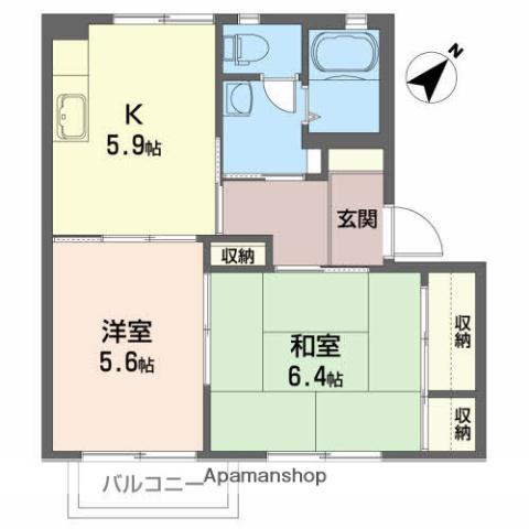 ブルーレトワール(2K/2階)の間取り写真