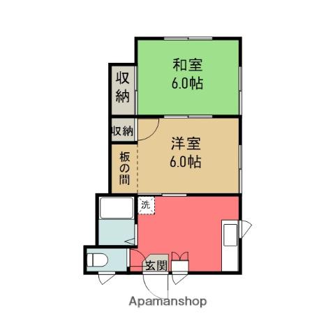 コスモハイツ(2K/2階)の間取り写真