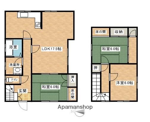 奥羽本線 横手駅 徒歩12分 2階建 築41年(3LDK)の間取り写真