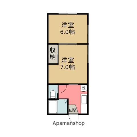羽越本線 羽後本荘駅 徒歩20分 2階建 築35年(2K/1階)の間取り写真