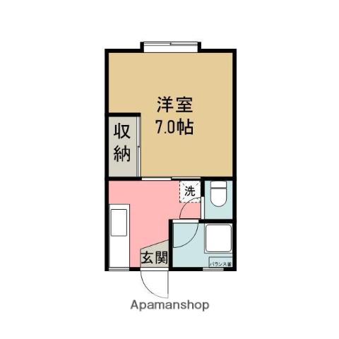 武道島ねむの木ハイツ(1K/1階)の間取り写真