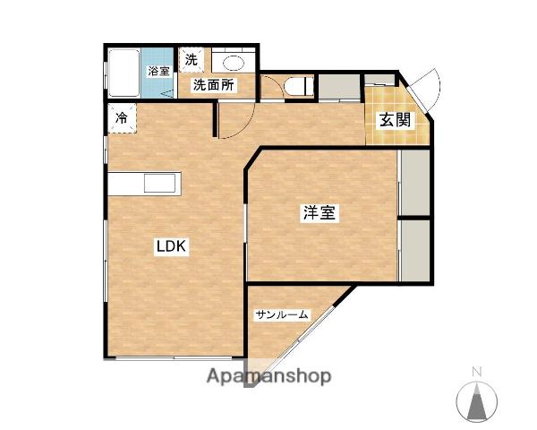 サウスコテージ(1LDK/1階)の間取り写真