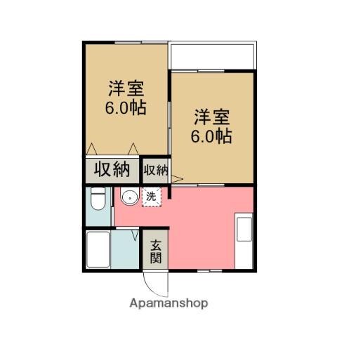 カフェラテ(2DK/2階)の間取り写真