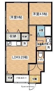 ショパン(2LDK/1階)の間取り写真