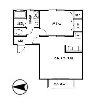 エステート八橋(1LDK/2階)の間取り写真