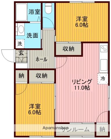 RICHOAK六番館(2LDK/2階)の間取り写真